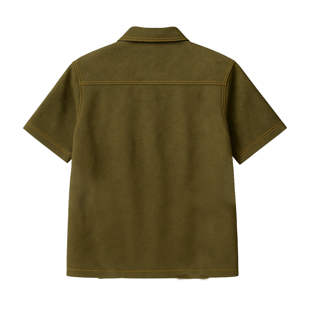 Washed denim shirt with seam