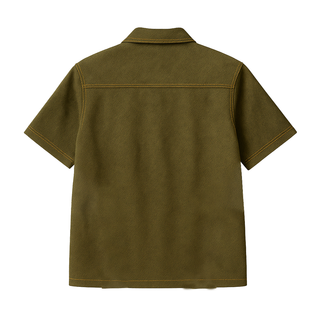 Washed denim shirt with seam