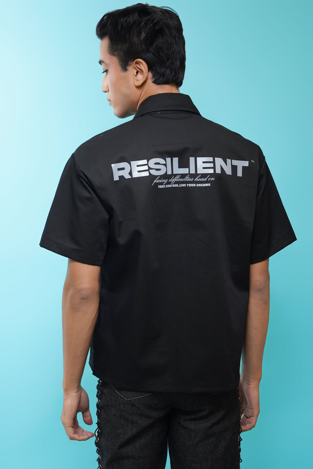 Resilient black ZIP tee