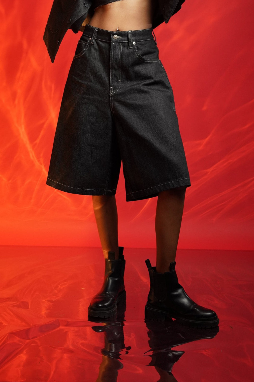 Black denim jorts