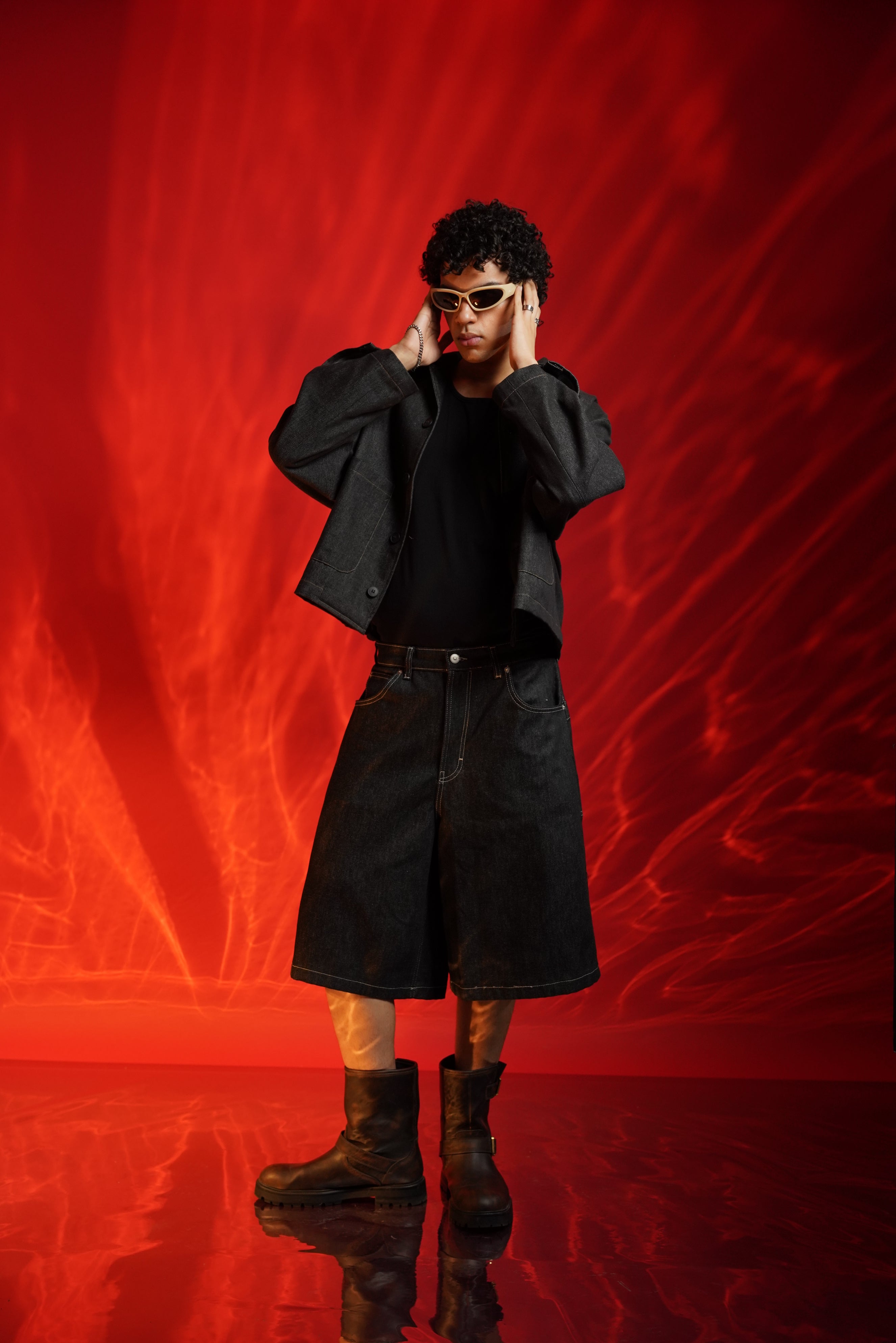 Black denim jorts