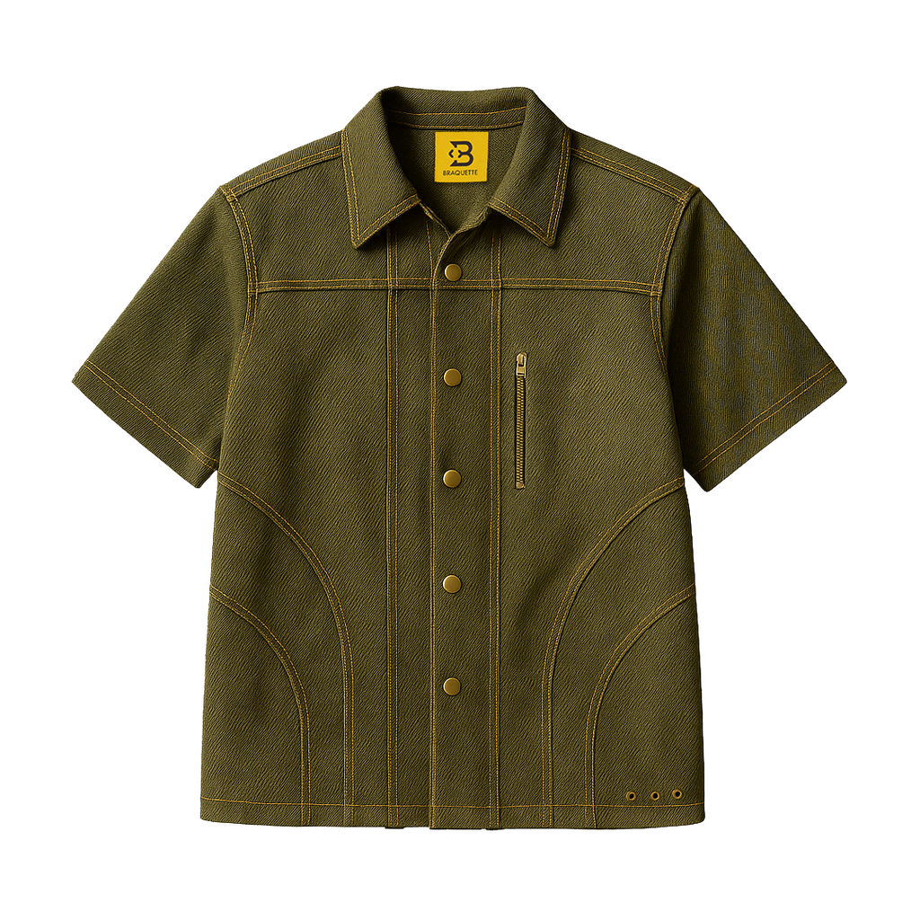Washed denim shirt with seam