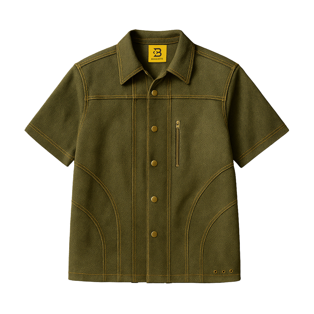 Washed denim shirt with seam