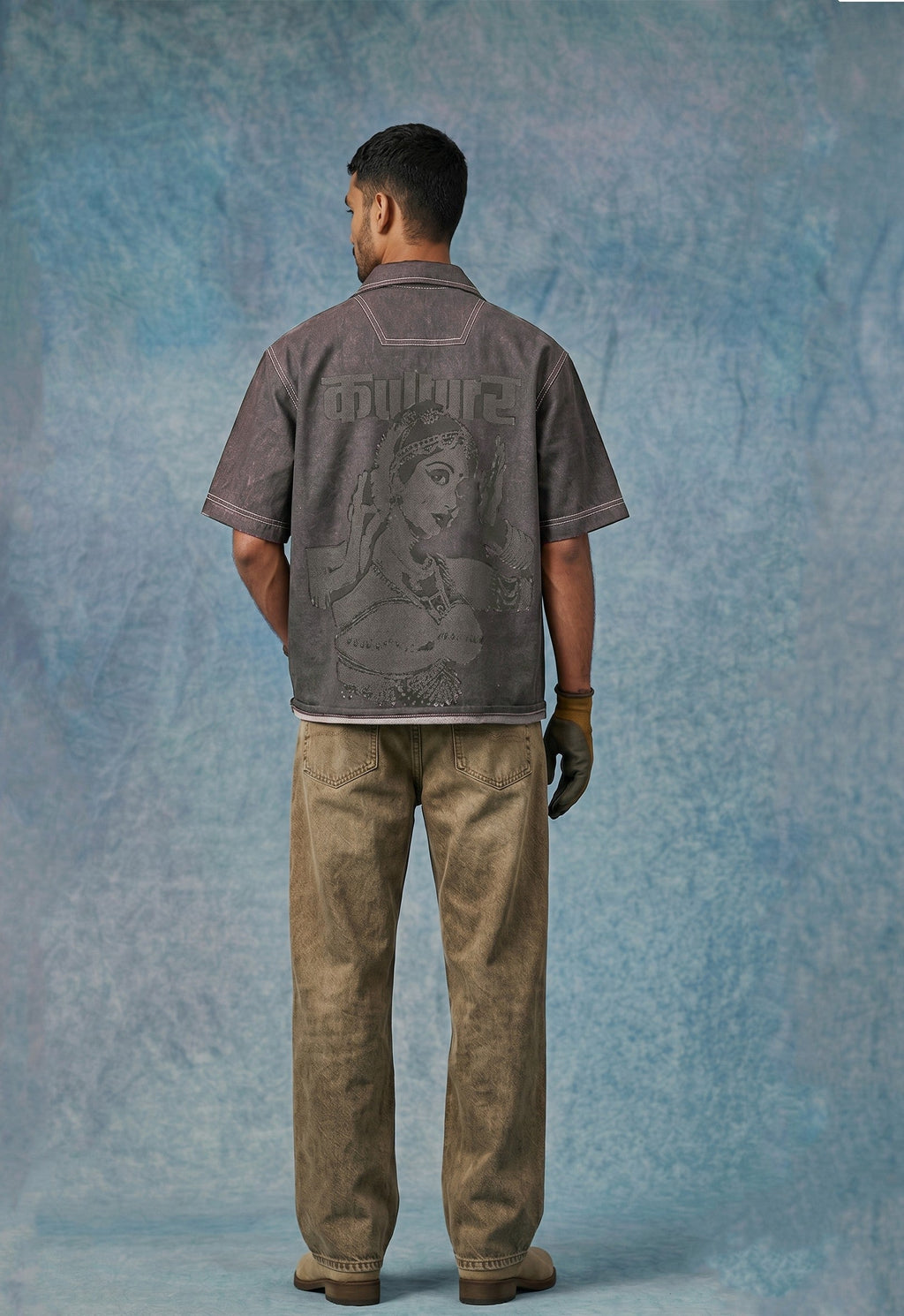 Cutline patch denim shirt