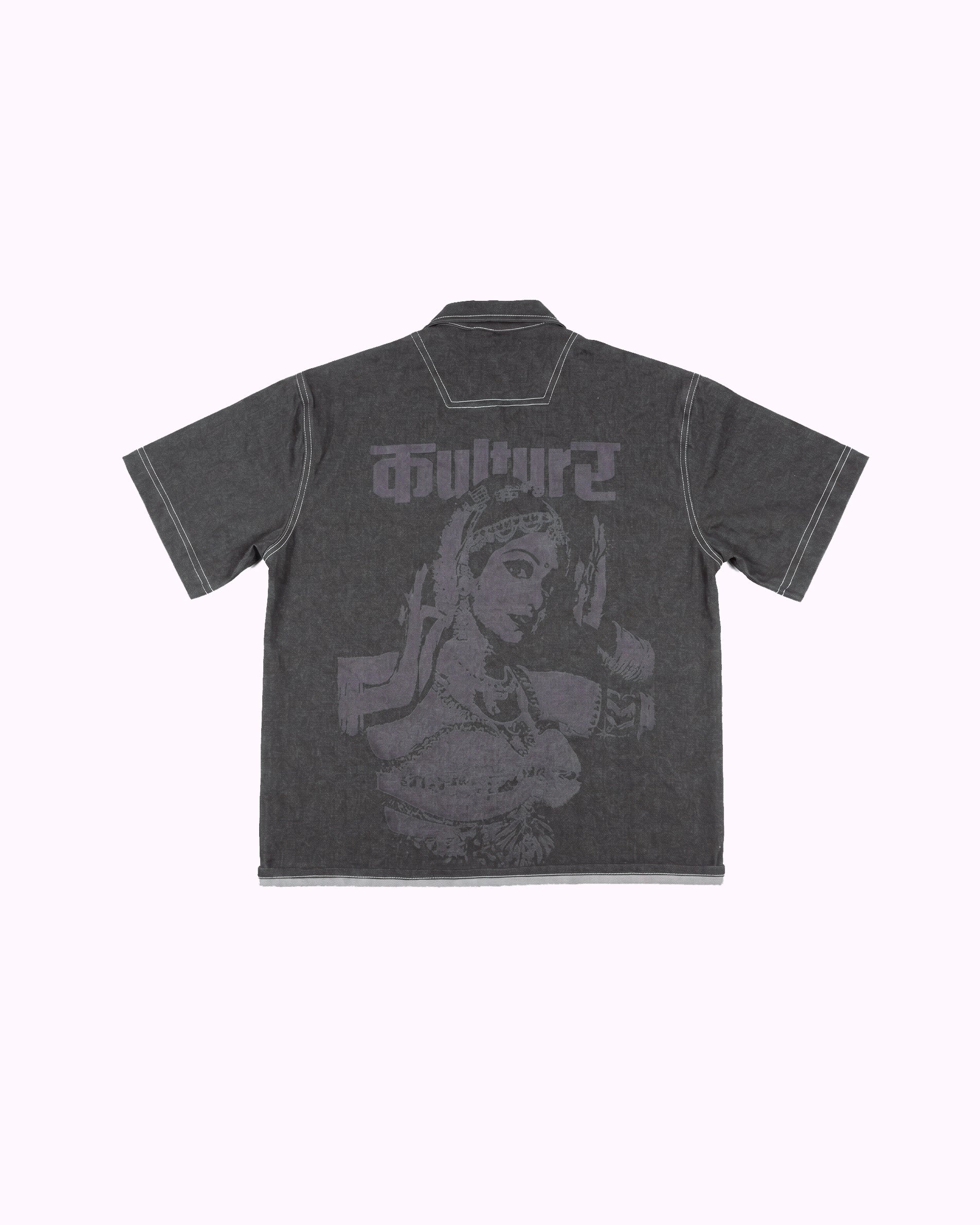Cutline patch denim shirt