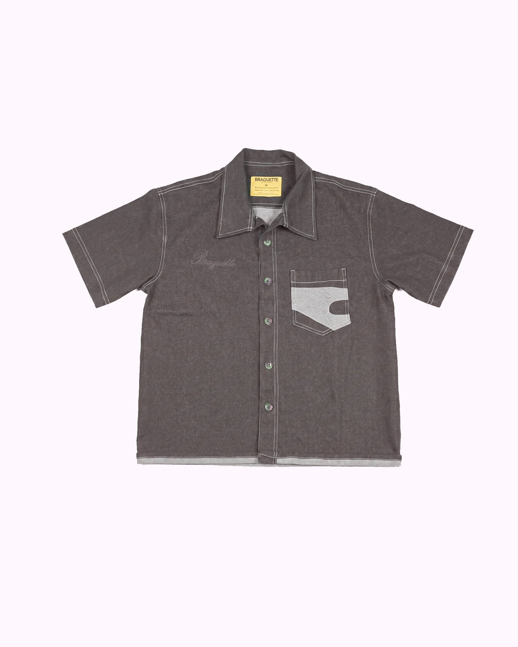 Cutline patch denim shirt