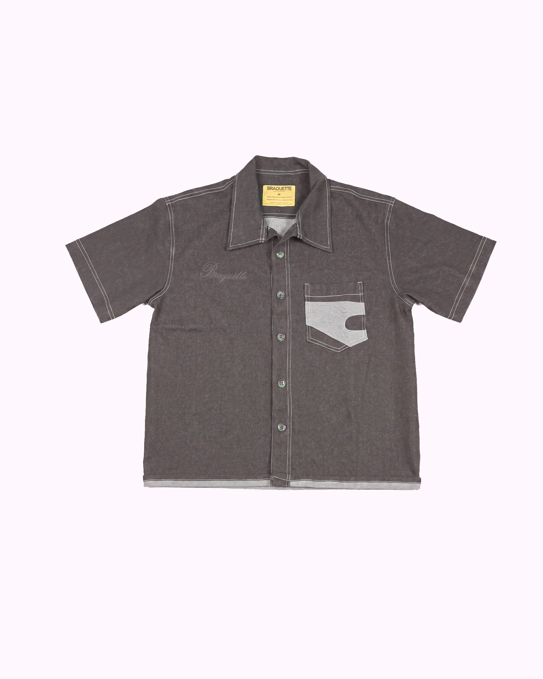 Cutline patch denim shirt