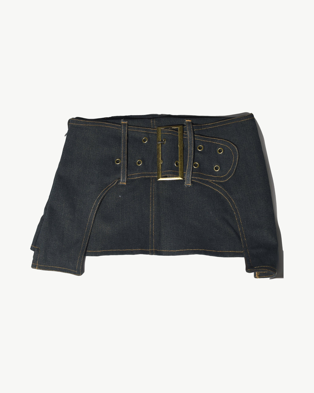 Flap detail denim micro skirt (made to order)