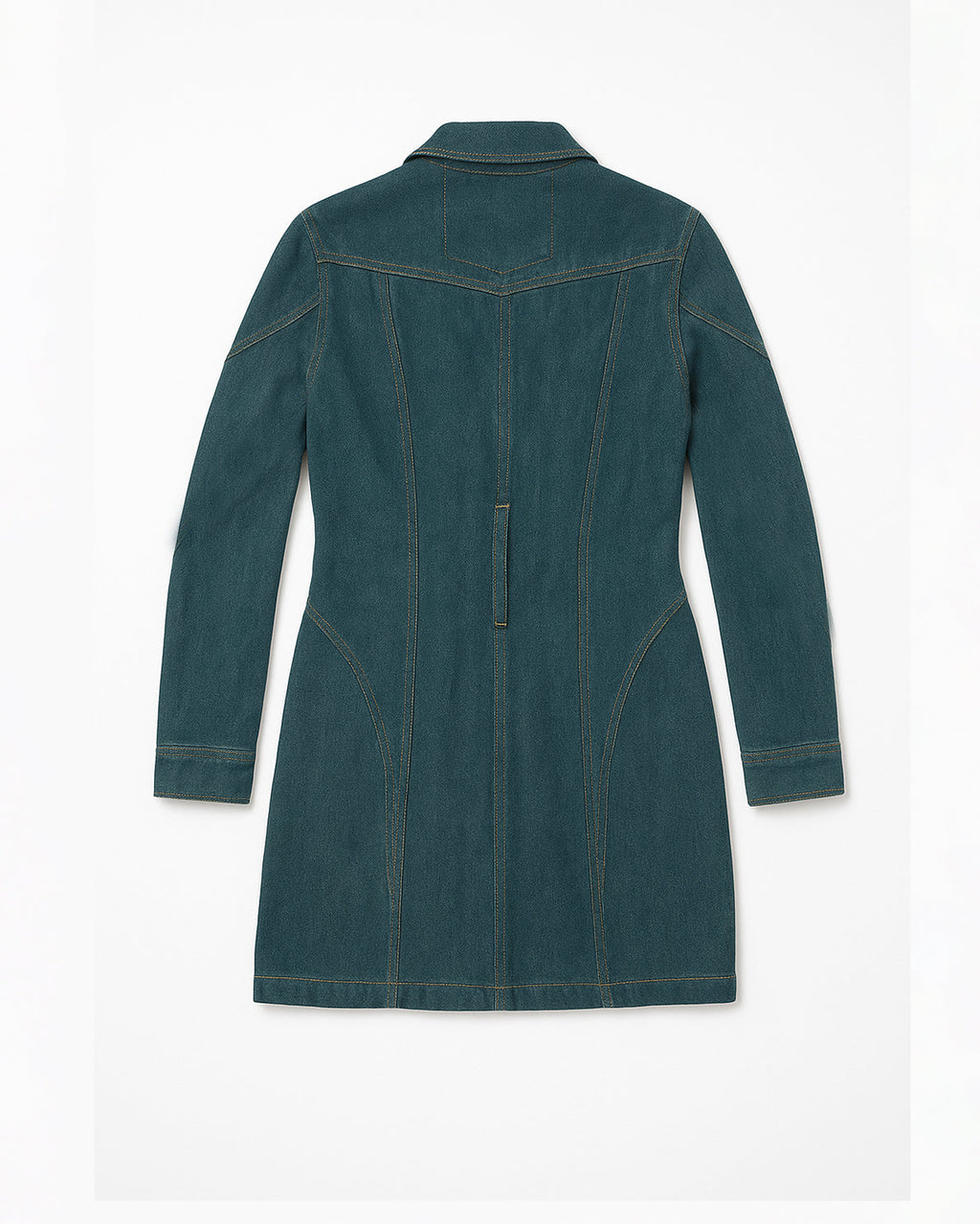 The belt washed denim dress