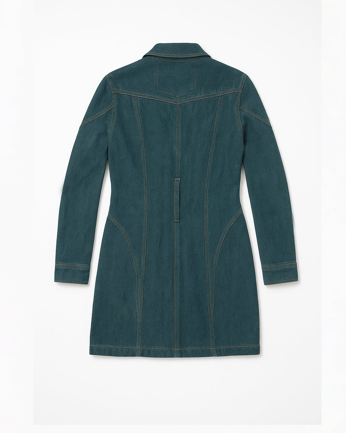 The belt washed denim dress