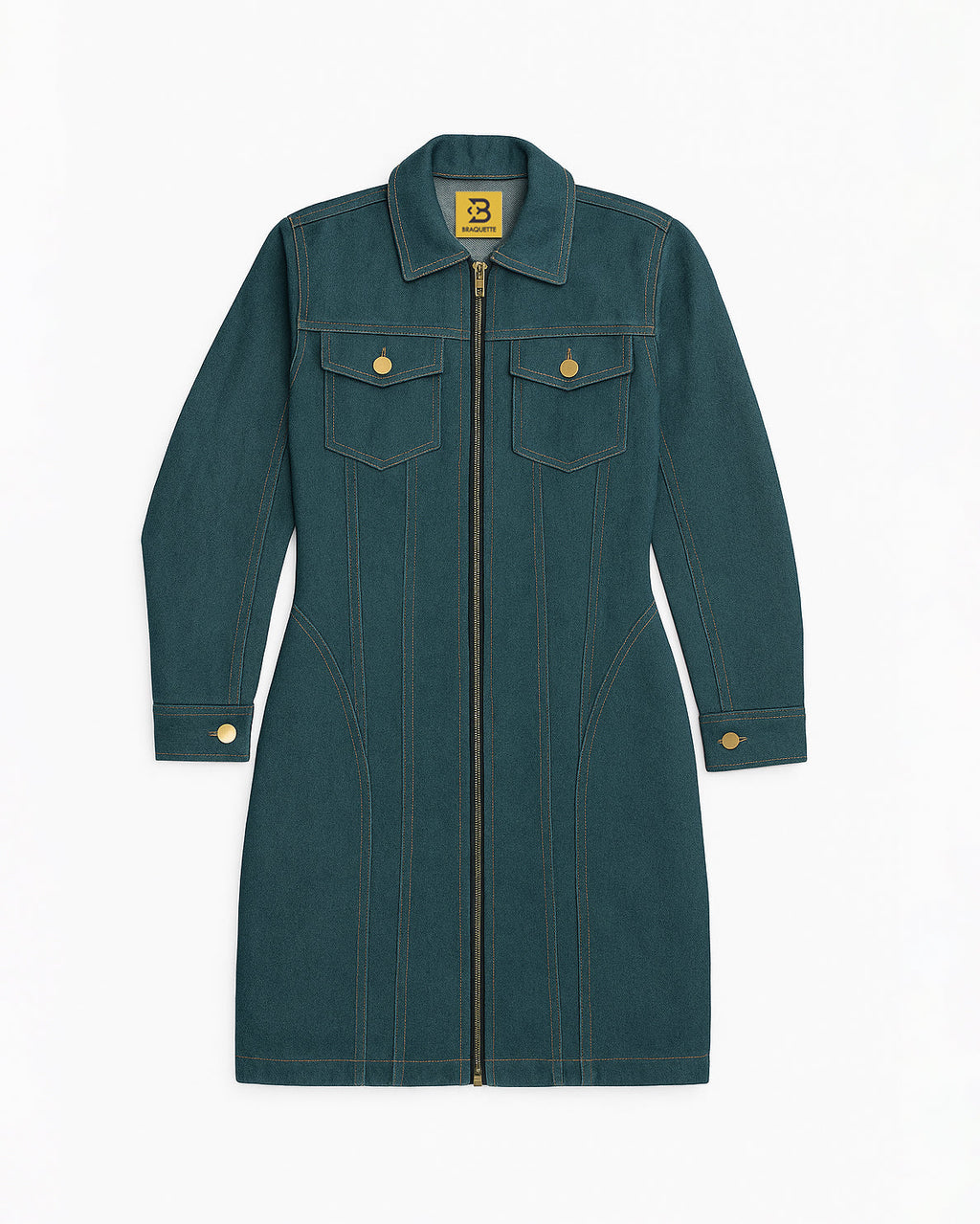 The belt washed denim dress